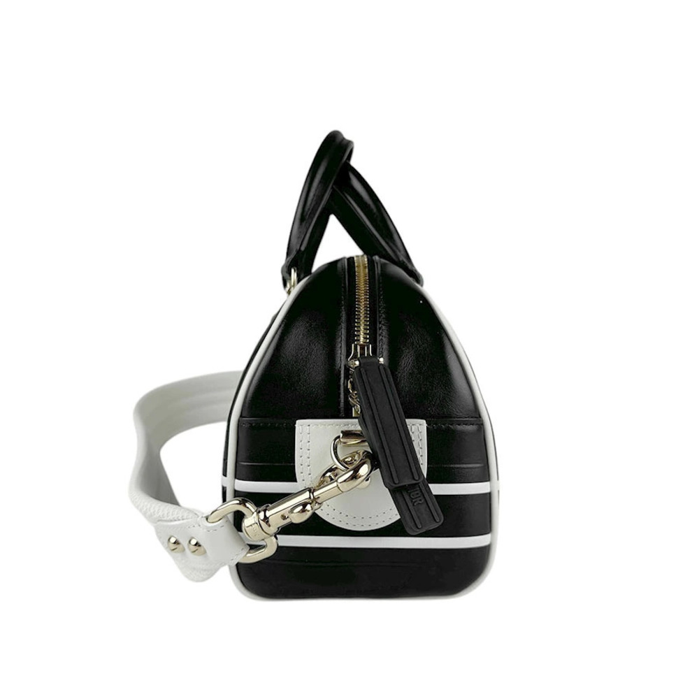 Dior Gold White Bag Vibe Black Leather  Bowling Christian Handbag Shoulder